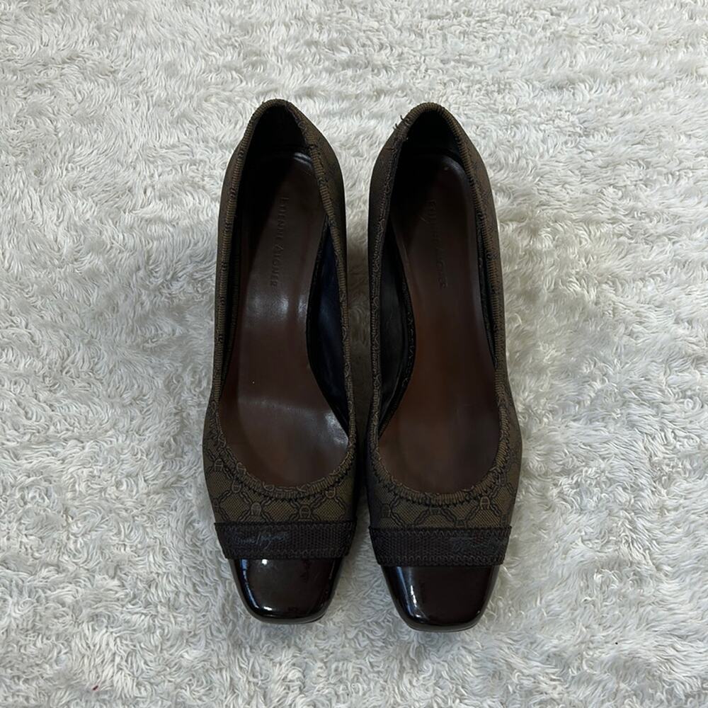 Vintage 90s Etienne Aigner‎ leather designer logo square toe heels, size 8